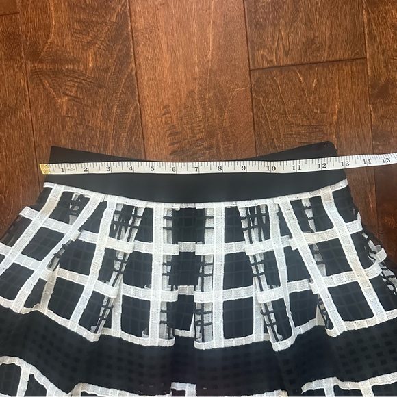 Alexis Albina Windowpane-Check Mesh-Knit Midi Skirt Black/White Women's Size S - Picture 9 of 11